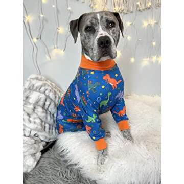 Big Dog Pajamas/Dinosaur Dog Pajamas/Slim fit/Lightweight Pullover Pajamas/Full Coverage Dog pjs/Please REASE Size Chart Before Ordering. (Extra Large)