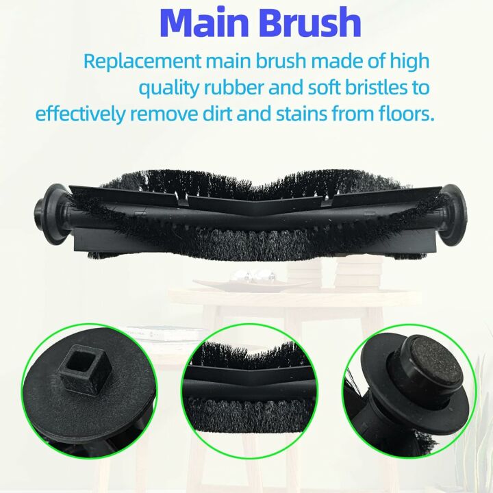 Replacement Parts Kit Compatible with iHome AutoVac Nova S1 Pro Robot Vacuum Cleaner Accessories iHRVS1PRO-3BLK, 1 Main Roller Brush, 6 Side Brushes, 6 Hepa Filters, 6 Dust Bags