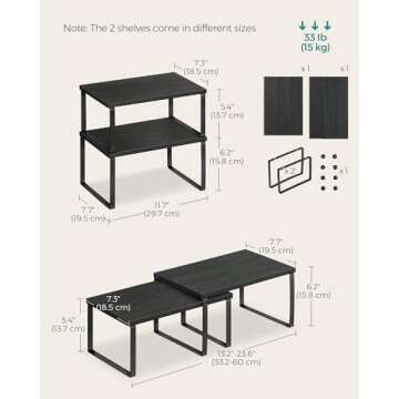 SONGMICS Set of 4 Kitchen Counter Organizer Shelves - Stylish Storage Solutions