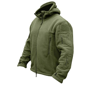 CRYSULLY Men's Army Multi-Pocket Tactical Jacket - Warm Hoodie Parka Green