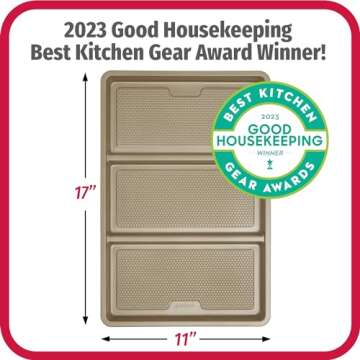 GoodCook 11” x 17” Non-Stick Divided Sheet Pan – 3-in-1 Textured Cooking Pan, Baking Dish, Scr...