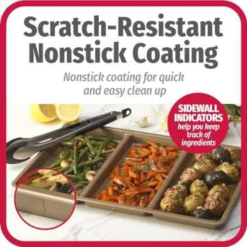 GoodCook 11” x 17” Non-Stick Divided Sheet Pan – 3-in-1 Textured Cooking Pan, Baking Dish, Scratch-Resistant Carbon Steel Oven Pan for Meal Prepping & Sheet Pan Dinners