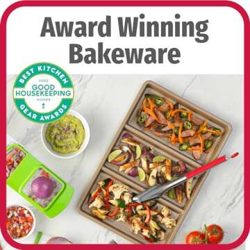 GoodCook 11” x 17” Non-Stick Divided Sheet Pan – 3-in-1 Textured Cooking Pan, Baking Dish, Scratch-Resistant Carbon Steel Oven Pan for Meal Prepping & Sheet Pan Dinners