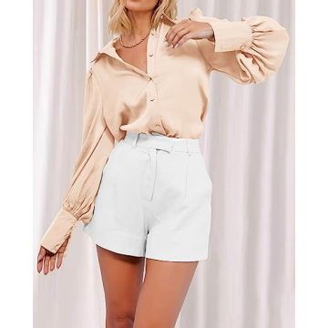 Women's Satin Blouse Long Sleeve V-Neck Office Top