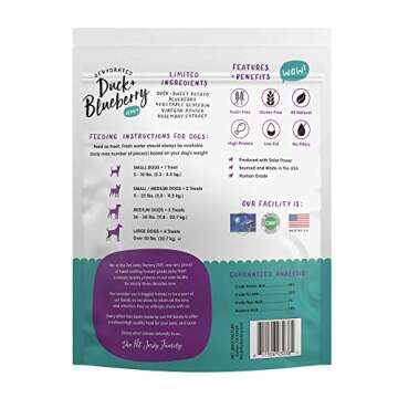 Pet Jerky Factory Premium Duck and Blueberry 12 oz. Dog Jerky Treats | 100% Human Grade | USA Made |...