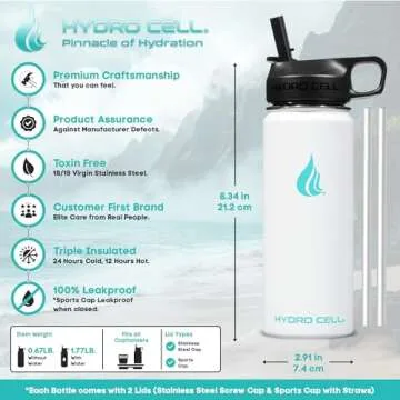 Hydro Cell Insulated Water Bottle - Hot & Cold Drink Thermos