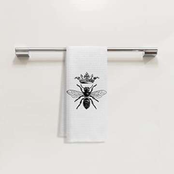 Vintage Retro Queen Bee Kitchen Dish Towels Dishcloths,Farmhouse Rustic Tea Towels Hand Towels for B...