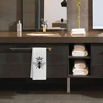 Vintage Retro Queen Bee Kitchen Dish Towels Dishcloths,Farmhouse Rustic Tea Towels Hand Towels for Bathroom Kitchen,Bee Gifts for Women