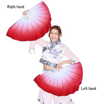 ZooBoo 1pair Plastic Taichi Kungfu Fan Dancing Fans Martial Arts Sports Folding Hand Fan 13inch (Red...
