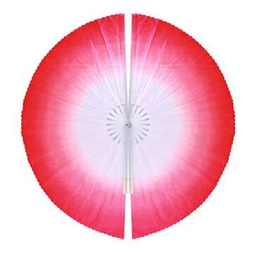 ZooBoo 1pair Plastic Taichi Kungfu Fan Dancing Fans Martial Arts Sports Folding Hand Fan 13inch (Red)