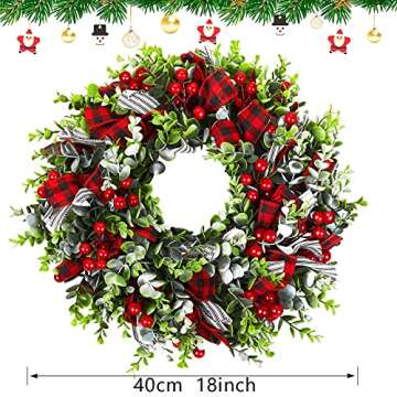 MTSCE Christmas Wreath, Front Door Decoration Wreath Winter Garland Artificial Wreath for House Part...