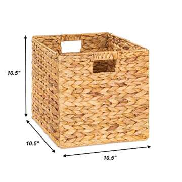 M4DECOR Storage Cube 10.5 x 10.5in, Wicker Storage Baskets for Shelves, Water Hyacinth Storage Baskets, Square Wicker Storage Basket (2 Packs 10.5in)