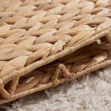 M4DECOR Storage Cube 10.5 x 10.5in, Wicker Storage Baskets for Shelves, Water Hyacinth Storage Baskets, Square Wicker Storage Basket (2 Packs 10.5in)