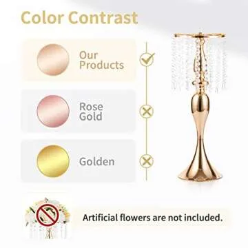 NUPTIO 10 Pcs 21.3 inches Tall Crystal Flower Stand Wedding Road Lead Tall Flower Holders Centerpiece Crystal Flower Chandelier Metal Flower Vase for Reception Tables Wedding Supplies