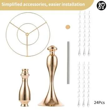 NUPTIO 10 Pcs 21.3 inches Tall Crystal Flower Stand Wedding Road Lead Tall Flower Holders Centerpiece Crystal Flower Chandelier Metal Flower Vase for Reception Tables Wedding Supplies