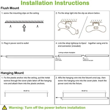 Hykolity 4FT Linkable LED Shop Lights Pack of 4