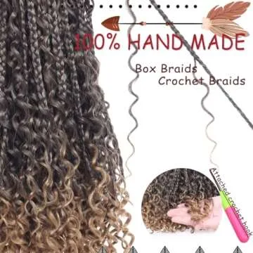 Beverlee 18 Inch Boho Box Braids 8 Packs Goddess Box Braids Bohemian Box Braids Crochet Hair Crochet Box Braids with Curly Ends Pre-looped Synthetic Crochet Hair for Black Women