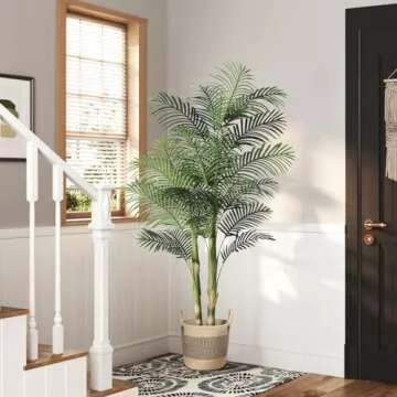 Kazeila Artificial Plants Indoor - 6FT Fake Golden Cane Palm Tree with Dense Lifelike Foliage - Perfect for Home, Office & Apartment Decor
