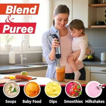 Mueller Multistick 800W 4-in-1 Immersion Blender Handheld, 12 Speed Hand Mixer - Turbo Boost, Heaviest Duty Copper Motor, Titanium Blades Hand Blender, Milk Frother Wand, Whisk, Kitchen Gadgets Black