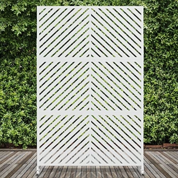 Elevens Free Decorative Privacy Screen with Stand, Outdoor Decor Privacy Fence Screen Metal Fence Pa...