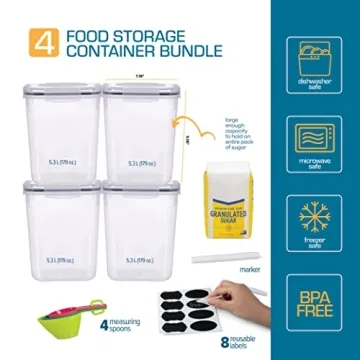 Airtight Flour & Sugar Containers - 4-Pack Set