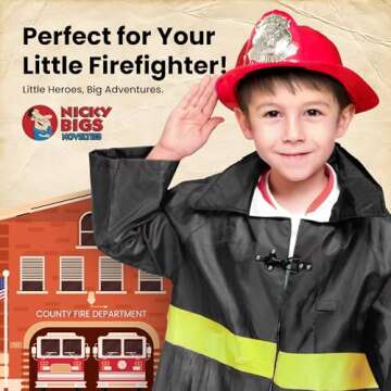 Nicky Bigs Novelties Child Deluxe Firefighter Helmet Fireman Cosplay Thick Plastic Pretend Cosplay Costume Accessory One Size