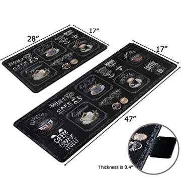 famibay 2 Piece Kitchen Mats Anti Fatigue Cushioned Kitchen Floor Mat Non Slip Waterproof Coffee Des...