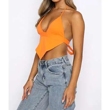 Y2K One Shoulder Backless Crop Top for Women