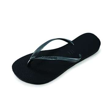 Havaianas Women's Slim Flip Flops Sandals - Black, 9/10
