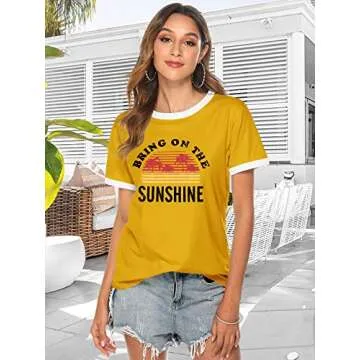 Nlife Bring On The Sunshine Graphic Long Sleeves Tees Blouses for Women Tops Sweaters for Women