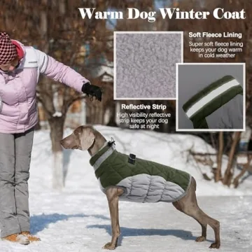 Lelepet Warm Dog Winter Coat Dog Coat Fleece Dog Jacket with Harness Dog Cold Weather Coats Windproof Reflective Turtleneck XS Dog Coat Dog Fleece Vest with Zipper Dog Coat for Small Medium Large Dogs