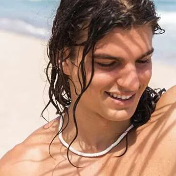 FROG SAC 20" White Puka Shell Necklace, Beaded Seashell Necklaces for Women and Men with Small Round...