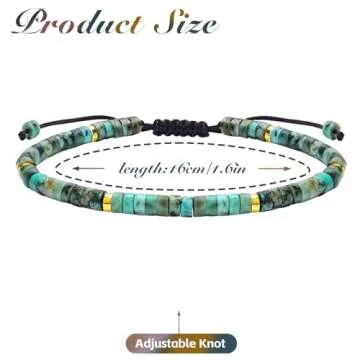 BONNY BOXX 2 * 4MM Braided Genuine Heishi African Turquoise Bracelet, Elegant Handcrafted Natural He...