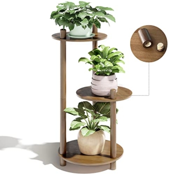 DOPANAKI Bamboo Plant Stand Indoor Outdoor Plant Stands, 3 Tier Plant Shelf Tall Corner Plant Stand ...