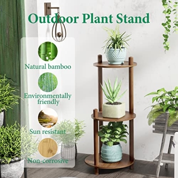 DOPANAKI Bamboo Plant Stand 3-Tier Indoor Outdoor Display