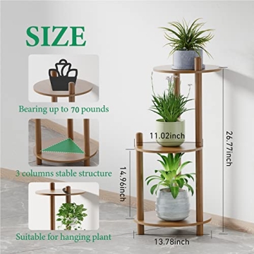 DOPANAKI Bamboo Plant Stand 3-Tier Indoor Outdoor Display