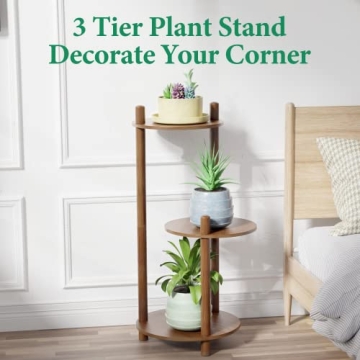 DOPANAKI Bamboo Plant Stand 3-Tier Indoor Outdoor Display