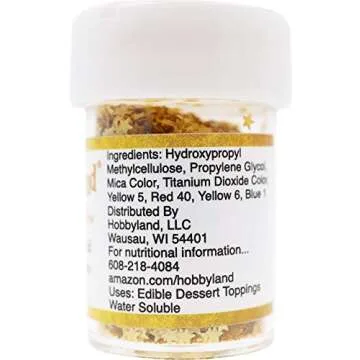 Hobbyland Edible Sprinkles (Metallic Gold Glitter Stars, 4.5g)