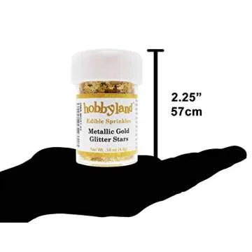 Hobbyland Edible Sprinkles (Metallic Gold Glitter Stars, 4.5g)