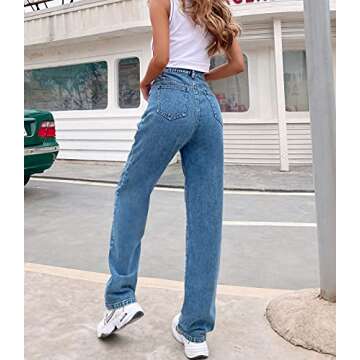 Women's Jeans Regular Relaxed Fit Straight Leg High Waisted Trendy Vintage Boyfriend Juniors Mom Fit Jeans