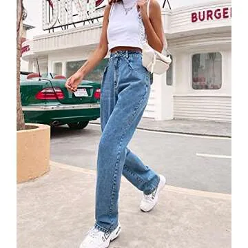 Women's Jeans Regular Relaxed Fit Straight Leg High Waisted Trendy Vintage Boyfriend Juniors Mom Fit Jeans