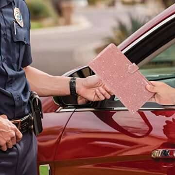 ONEEKK Car Registration and Insurance Holder Leather Vehicle for Card Paper Glove Box Organizer, Aut...