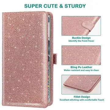 ONEEKK Car Registration and Insurance Holder Leather Vehicle for Card Paper Glove Box Organizer, Auto Compartment Accessories Essential Documents, Glitter Rose