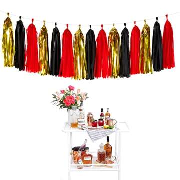 Black-Red Gold Tassel Garland for Party Decor