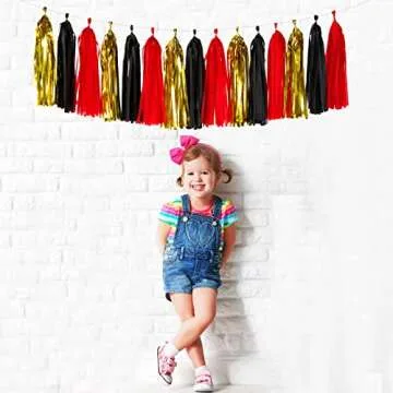 Black-Red Gold Tassel Garland for Party Decor
