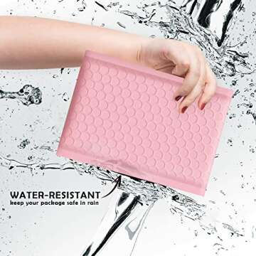 Yens Poly Bubble Mailers 4x8 50 Pack Light Pink Waterproof Self Seal Adhesive Shipping Bags, Cushioning Padded Envelopes for Shipping, Mailing, Packaging Usable 4x7