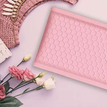 Yens Poly Bubble Mailers 4x8 50 Pack Light Pink Waterproof Self Seal Adhesive Shipping Bags, Cushioning Padded Envelopes for Shipping, Mailing, Packaging Usable 4x7