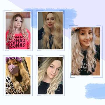 Hanne Fashion Ombre Wig Long Wavy Synthetic Wigs Brown to Ash Blonde Loose Wave Middle Part Daily Wig Heat Resistant Fiber Party Cosplay Full Wig for Women