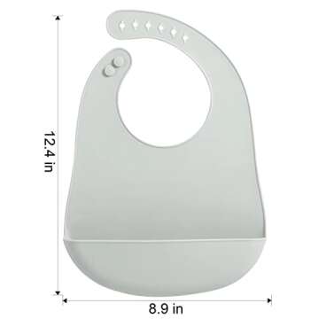 PandaEar 3 Pack Waterproof Silicone Baby Bibs| Super Thin Light Weight for Babies & Toddlers| Adjustable Soft Silicone Feeding Bibs with Food Catcher Pocket, Unisex, Non Messy