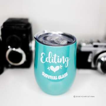 Funny Photography Gifts for Women Editor Editing Gifts for Her Photographer Accessories wine Glass t...